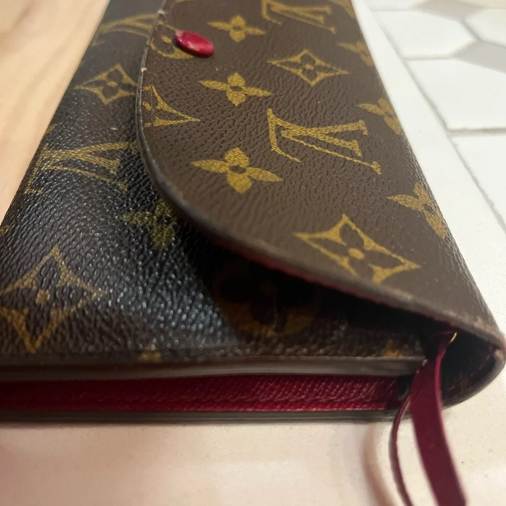 Louis Vuitton Monogram Canvas Trifold Wallet with Red Snap
